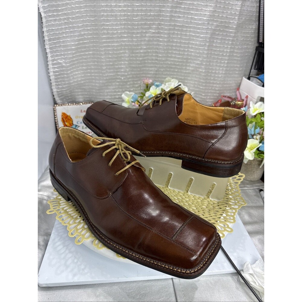 (R2) Zota Vintage Mens’s Brown Lace Up Classic Leather, square toe,  Shoes Sz-13